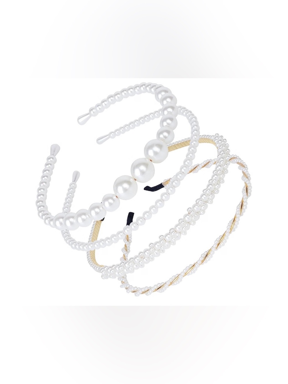 Women's Pearl & Gold-Tone Headband Set (5) - White